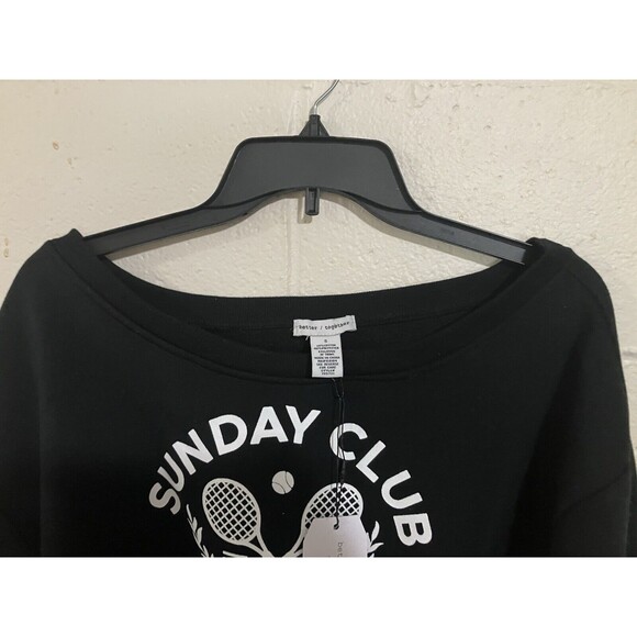 Sunday Club Cropped Sweatshirt Women's Size S Black Tennis Graphic NWT - Picture 3 of 8